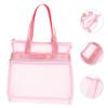 DOITOOL Portable Mesh Beach Bag Pink Nylon Toiletry Pouch for Travel view 2