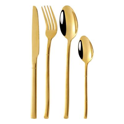 16 Piece Gold Silverware Set for 4 Durable 18/10 Stainless Steel Flatware Sets Home Kitchen Hotel Restaurant Cutlery Utensil Include Fork Spoon Knife Teaspoon Mirror Polished Dishwasher Safe