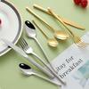 16 Piece Gold Silverware Set for 4 Durable 18/10 Stainless Steel Flatware Sets Home Kitchen Hotel Restaurant Cutlery Utensil Include Fork Spoon Knife Teaspoon Mirror Polished Dishwasher Safe view 2
