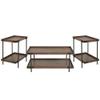 Alaterre Furniture Kyra 3-Piece Oak and Metal Living Room Set with 42" L Coffee Table and Two 27" Side Tables view 1
