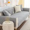 XSlive Farmhouse Cotton Embroidered Sofa Slipcover 1-Piece Solid Color Quilted Sectional Couch Cover Non Slip Soft Sofa Cover Washable Furniture Protector for Dogs, Children, Pets(Gray,43"x70") view 3