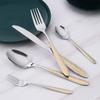 Hammered Gold Silverware Set Durable Stainless Steel Cutlery Utensil Kitchen Wedding Restaurant Flatware Sets Service for 4 Include Knife Spoon Fork Dessert Fork Mirror Polished Dishwasher Safe view 3