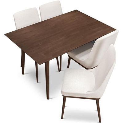 Ashcroft Furniture Co Resam Modern 5 Piece Solid Wood Dining Room & Kitchen Set Walnut Brown