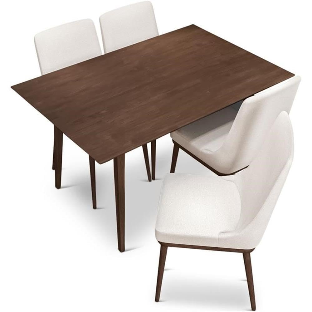 Ashcroft Furniture Co Resam Modern 5 Piece Solid Wood Dining Room & Kitchen Set Walnut Brown