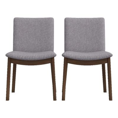 ASHCROFT Valentine Mid-Century Modern Fabric Dining Chair in Light Grey (Pair)