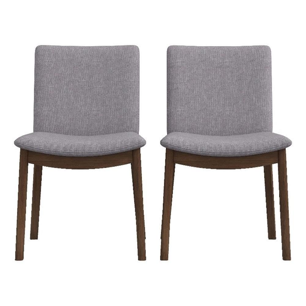 ASHCROFT Valentine Mid-Century Modern Fabric Dining Chair in Light Grey (Pair)