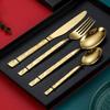 16 Piece Silverware Set for 4 Textured Flatware Sets 18/10 Stainless Steel Cutlery Utensil Kitchen Wedding Tableware Set With Stone Stone Grain Handle Include Knife Spoon Fork Teaspoon Mirror Polished view 3