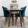 ASHCROFT Reily 5-Piece Mid-Century Oval Dining Set w/ 4 Velvet Dining Chairs in Turquoise view 3