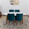 ASHCROFT Reily 5-Piece Mid-Century Oval Dining Set w/ 4 Velvet Dining Chairs in Turquoise view 4