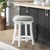 Alaterre Furniture Ellie Counter Height Swivel Barstool  Upholstered 360 Memory Return Kitchen Island Chair with Padded Seat, Solid Wood Frame, and Metal Kick Plate (White & Light Gray) view 2