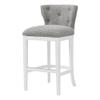 Alaterre Furniture Miranda Swivel Bar Height Stool, White, 30.75 in. Seat Height, Upholstered Linen-Like Fabric, Tufted Back Design, Steel Memory Return Swivel Mechanism, Durable Metal Kick Plate view 1