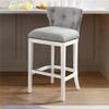 Alaterre Furniture Miranda Swivel Bar Height Stool, White, 30.75 in. Seat Height, Upholstered Linen-Like Fabric, Tufted Back Design, Steel Memory Return Swivel Mechanism, Durable Metal Kick Plate view 2