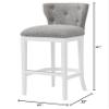 Alaterre Furniture Miranda Swivel Bar Height Stool, White, 30.75 in. Seat Height, Upholstered Linen-Like Fabric, Tufted Back Design, Steel Memory Return Swivel Mechanism, Durable Metal Kick Plate view 3