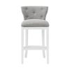 Alaterre Furniture Miranda Swivel Bar Height Stool, White, 30.75 in. Seat Height, Upholstered Linen-Like Fabric, Tufted Back Design, Steel Memory Return Swivel Mechanism, Durable Metal Kick Plate view 4