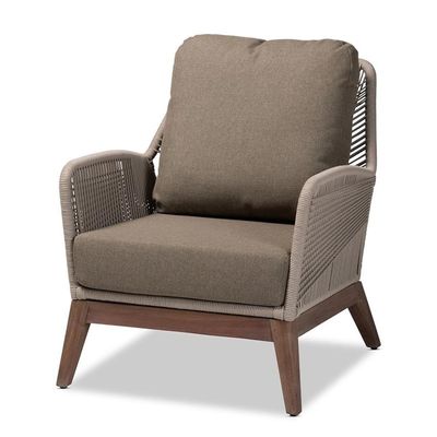 Baxton Studio Jennifer Gray Woven Rope Mahogany Accent Chair
