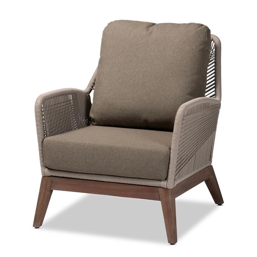 Baxton Studio Jennifer Gray Woven Rope Mahogany Accent Chair