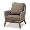 Baxton Studio Jennifer Gray Woven Rope Mahogany Accent Chair view 1