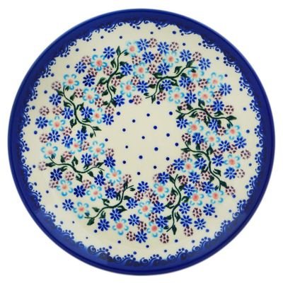 Polmedia Polish Pottery Dessert Plate UNIKAT - Stormy Vines Pattern Handmade in Boleslawiec Poland by Ceramika Bona + Certificate of Authenticity