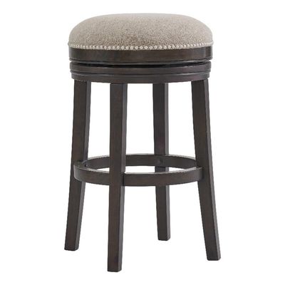 Alaterre Furniture Clara Swivel Bar Height Stool, Dark Brown, 360-Degree Swivel, Solid Rubberwood Construction, 18 1/2 in. W x 18 1/2 in. D x 29 in. H, Ideal for Kitchen Island, Bar or Bistro Table