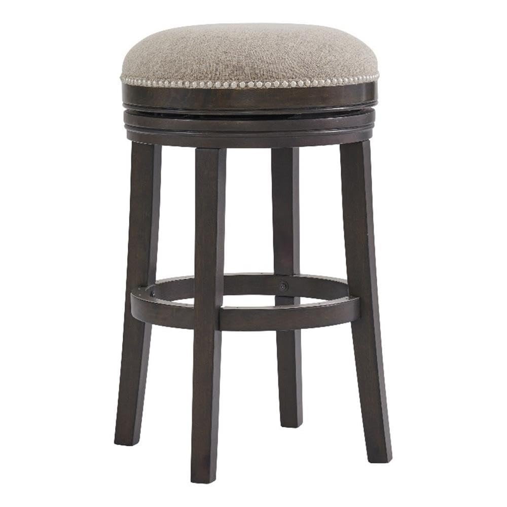 Alaterre Furniture Clara Swivel Bar Height Stool, Dark Brown, 360-Degree Swivel, Solid Rubberwood Construction, 18 1/2 in. W x 18 1/2 in. D x 29 in. H, Ideal for Kitchen Island, Bar or Bistro Table