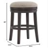 Alaterre Furniture Clara Swivel Bar Height Stool, Dark Brown, 360-Degree Swivel, Solid Rubberwood Construction, 18 1/2 in. W x 18 1/2 in. D x 29 in. H, Ideal for Kitchen Island, Bar or Bistro Table view 3