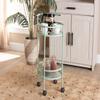 Baxton Studio Newell Mid-Century Modern Green Finished Metal 2-Tier Kitchen Cart view 3