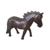 D-Art Collection Teak/Mahogany Solid Wood Standing Horse Statue in Dark Brown view 1