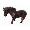 D-Art Collection Teak/Mahogany Solid Wood Standing Horse Statue in Dark Brown view 3