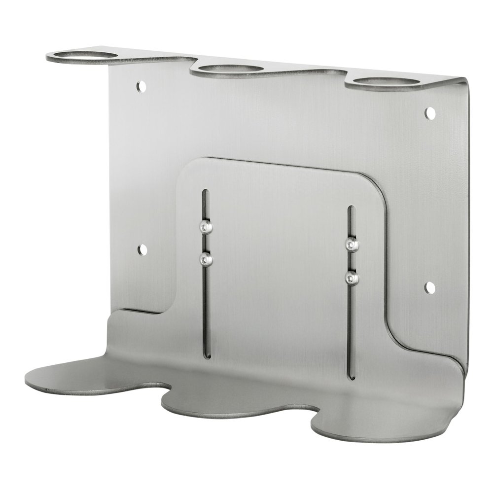 Wall-Mounted Bottle Dispenser Holder Bracket in Brushed Nickle, Silver, and Soap Bottle Brackets, for Bathroom and Kitchen (Triple)