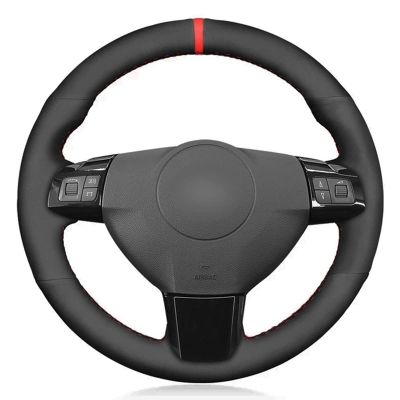 MUEdie for Vauxhall Astra 2004 2009 Signum Vectra C 2005 2009 Zaflra (B) 2005 2014 Car Steering Wheel Cover Black Genuine Leather Suede