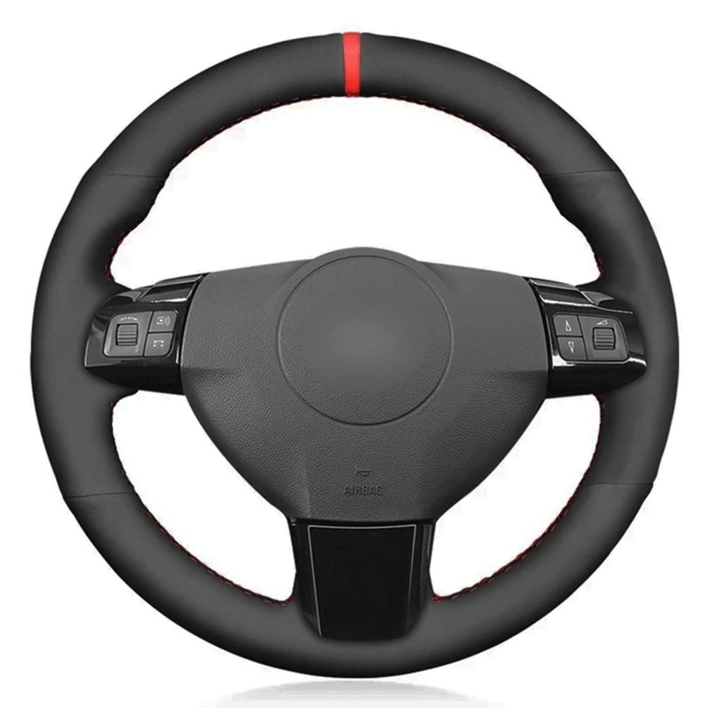 MUEdie for Vauxhall Astra 2004 2009 Signum Vectra C 2005 2009 Zaflra (B) 2005 2014 Car Steering Wheel Cover Black Genuine Leather Suede