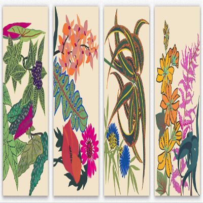 Colorful Flower Room Decor - Floral Wall Art Room Decor Aesthetic | Living Room Decor | Mom Cozy Gift Ideas, Set of 4 Happy Wall Art for Cute Room Decor |Wall Decor for Bedroom & Apartment Decor (18 x 36)