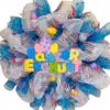 Glittering Easter Egg Hunt Deco Mesh Wreath. Available in 24 inch and 28 inch diameters. view 1