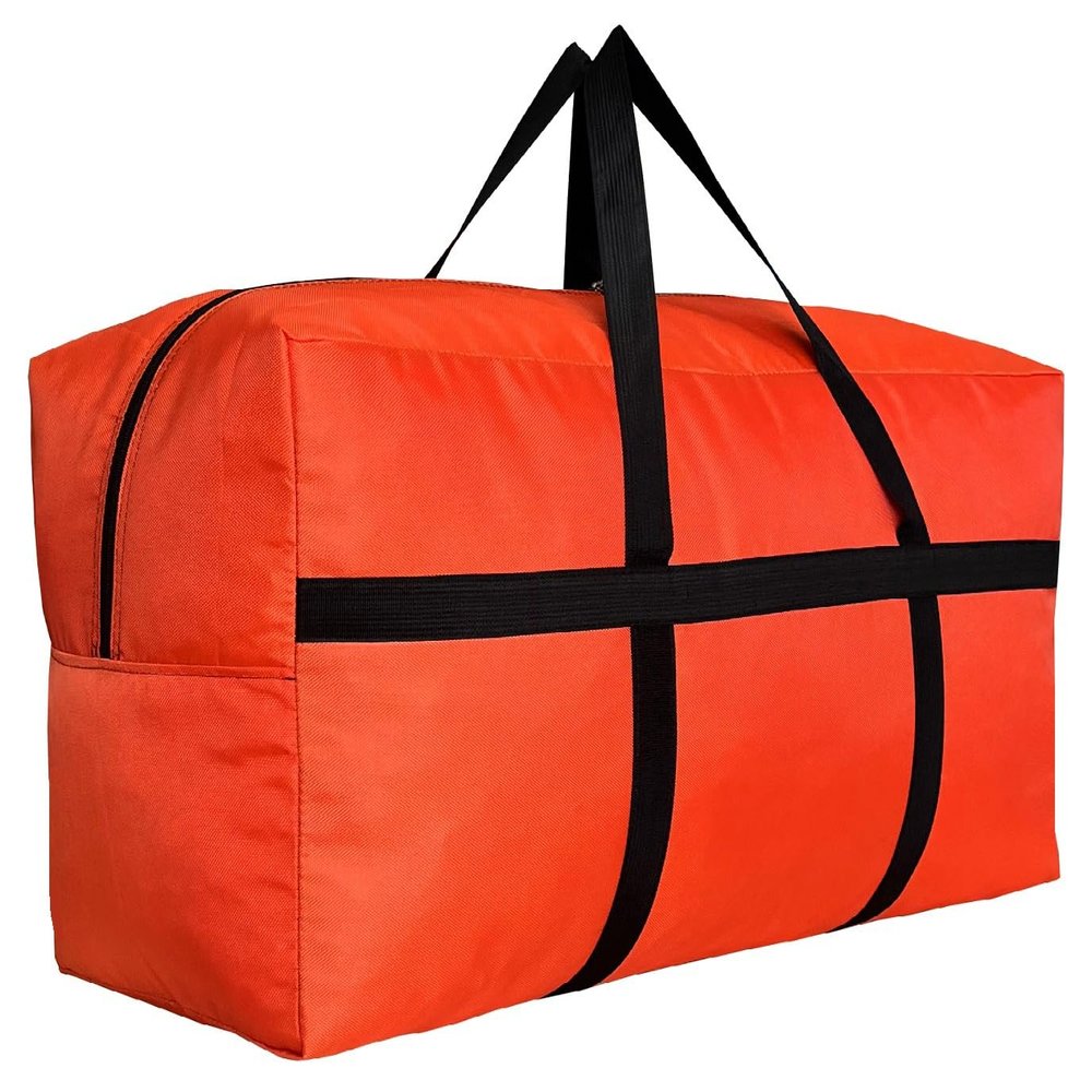 DoYiKe Extra Large Storage Duffle Bag with Zippers and Handles, Heavy Duty Orange Big Foldable Bag for Travel-42x23x13.5Inch