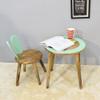 Rugsotic Carpets Handmade 100% Mango Wood Kids Light Green Color Round Shaped Rabbit Theme Indoor Table & Chair view 1