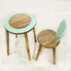 Rugsotic Carpets Handmade 100% Mango Wood Kids Light Green Color Round Shaped Rabbit Theme Indoor Table & Chair view 2