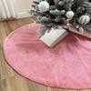 AOGU 48 Inch Faux Fur Christmas Tree Skirt Pink Shiny Plush Skirt for Merry Christmas Party Christmas Tree Decoration view 1
