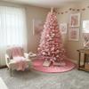 AOGU 48 Inch Faux Fur Christmas Tree Skirt Pink Shiny Plush Skirt for Merry Christmas Party Christmas Tree Decoration view 3