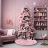 AOGU 48 Inch Faux Fur Christmas Tree Skirt Pink Shiny Plush Skirt for Merry Christmas Party Christmas Tree Decoration view 4