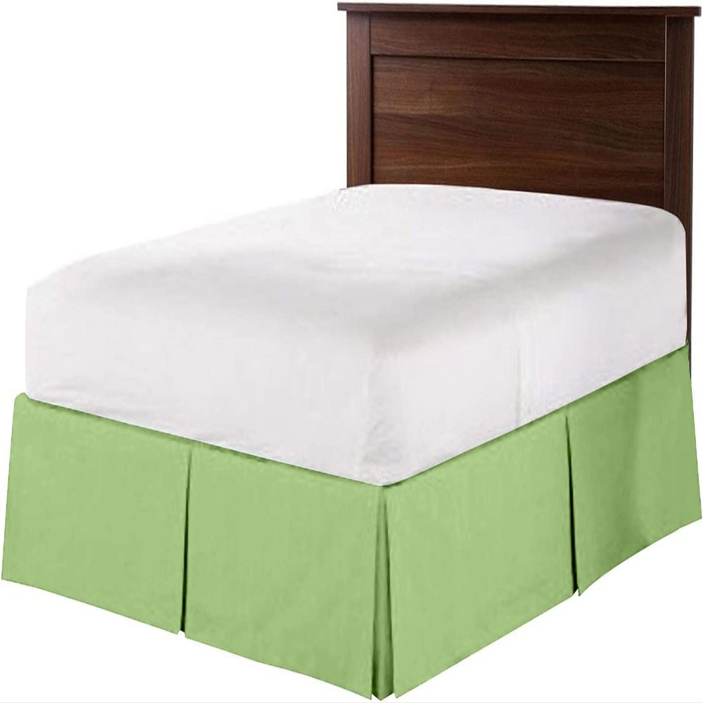 1 Piece Split Corners with Box Pleated Egyptian Cotton Bed Skirt 1000 Thread Count 21 Inch Drop Easy Fit Luxury Bedding Collection (Queen, Olive)