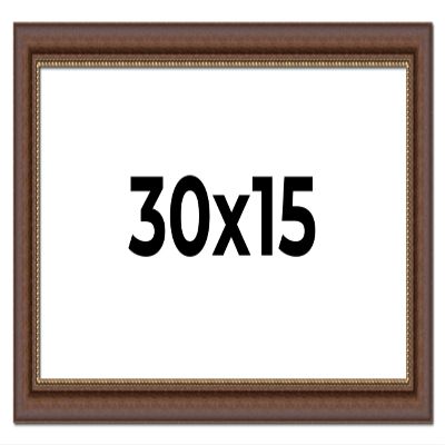30x15 Frame Brown Beaded Copper Solid Wood Picture Frame Width 2 Inches | Interior Frame Depth 0.5 Inches | Marron Photo Frame | Complete with UV Acrylic, Foam Board Backing & Hanging Hardware