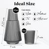 American Atelier 37 oz Vintage Bedside Water Carafe with Tumbler  9.25" Ribbed Glass Pitcher with Cup Lid for Bedroom, Guest Room, Office, Vanity, Decorative & Practical Drinkware (Gray) view 4