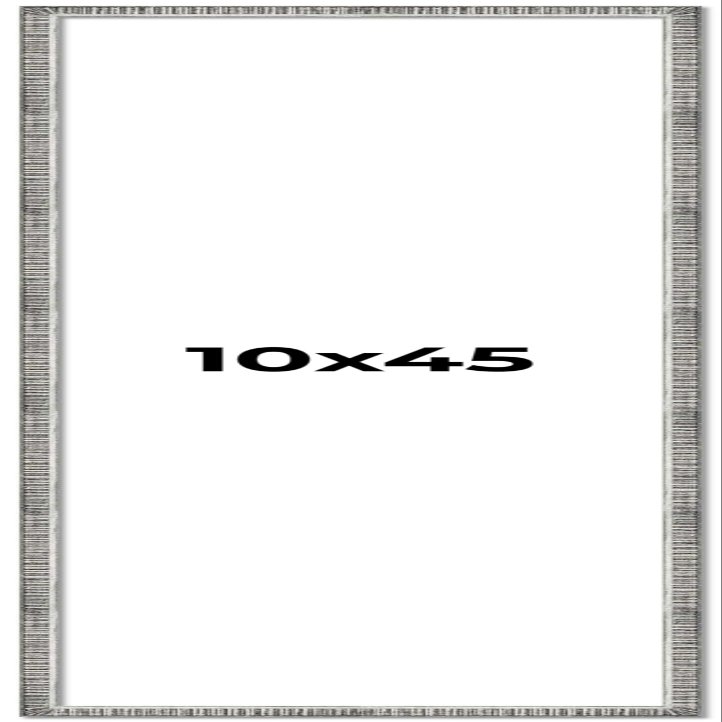 10x45 Frame Silver Grey Distressed Solid Wood Picture Frame | 0.75 Inch Moulding Width | Interior Depth 0.5 Inches | Kingsley Silver Rustic Frame with UV Acrylic, Foam Board Backing & Hanging Hardware