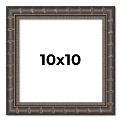 10x10 Frame Black Bamboo Solid Wood Picture Frame Width 1.5 Inches | Interior Frame Depth 0.5 Inches | Balcoca Black Bamboo Photo Frame Complete with UV Acrylic, Foam Board Backing & Hanging Hardware