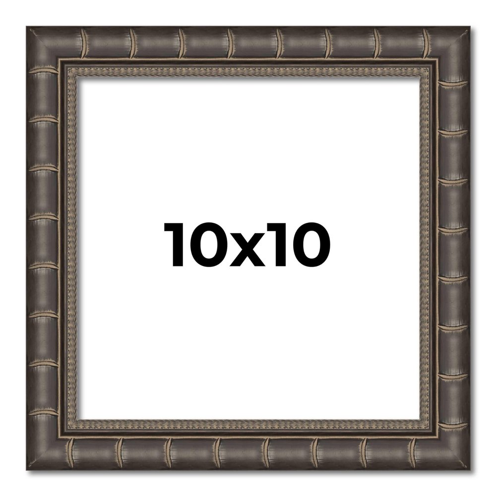 10x10 Frame Black Bamboo Solid Wood Picture Frame Width 1.5 Inches | Interior Frame Depth 0.5 Inches | Balcoca Black Bamboo Photo Frame Complete with UV Acrylic, Foam Board Backing & Hanging Hardware