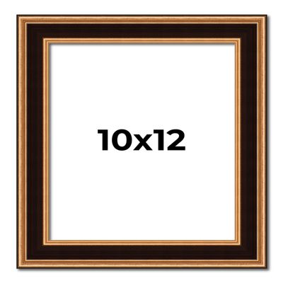 10x12 Frame Gold Brown Plein Air Vintage Solid Wood Picture Frame | 1.75 Inches Moulding Width | Interior Depth 0.5 Inches | Complete with UV Acrylic Plexiglass, Foam Board Backing & Hanging Hardware