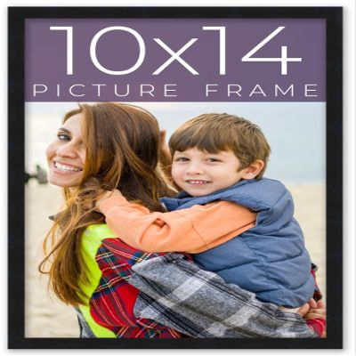 10x14 Frame Black Real Wood Picture Frame Width 0.75 Inches | Interior Frame Depth 0.5 Inches | Black Mid Century Photo Frame Complete with UV Acrylic, Foam Board Backing & Hanging Hardware