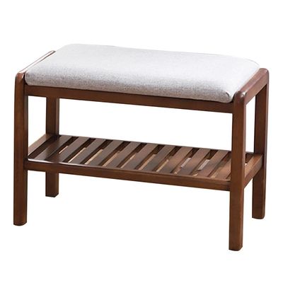 Shoe Bench Wood Entryway Bench with Upholstered Seat Shoe Rack Bench 2-Tier Shoe Organizer for Entryway Hallway Bathroom Living Room (Color : Brown, Size : 80 * 30 * 42cm)