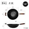 21st & Main Light weight Cast Iron Wok, Stir Fry Pan, Wooden Handle, 14 Inch, chefs pan, pre-seasoned nonstick, commercial and household, for Chinese Japanese and others Cooking view 2