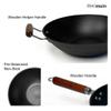 21st & Main Light weight Cast Iron Wok, Stir Fry Pan, Wooden Handle, 14 Inch, chefs pan, pre-seasoned nonstick, commercial and household, for Chinese Japanese and others Cooking view 3